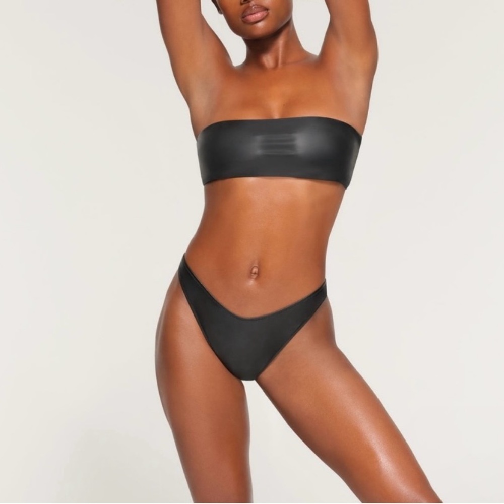skims micro pleather swim set